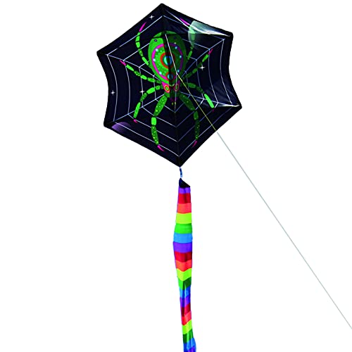 ran cometa Delta para niños y adultos, cometa de tela ligera a cuadros de estilo de dibujos animados con forma de araña hexagonal para exterior, fácil de volar ideal para niños en la playa/al Ver