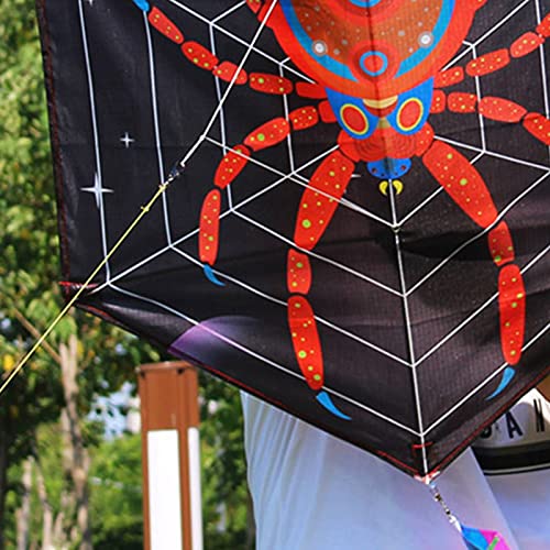 ran cometa Delta para niños y adultos, cometa de tela ligera a cuadros de estilo de dibujos animados con forma de araña hexagonal para exterior, fácil de volar ideal para niños en la playa/al Ver