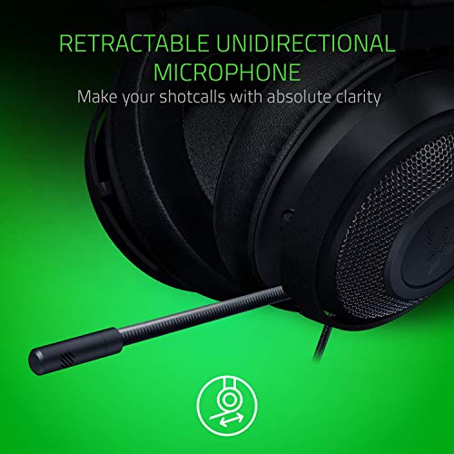 Razer Kraken - Auriculares Gaming con Cable para Juegos multiplataforma para PC, PS4, Xbox One & Switch, Diafragma 50 mm, Cable de 3.5mm con Controles de línea - Negro