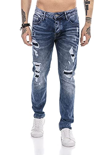 Redbridge Vaqueros para Hombre Jeans Denim Pants Estilo Destroyed Azul W30L34