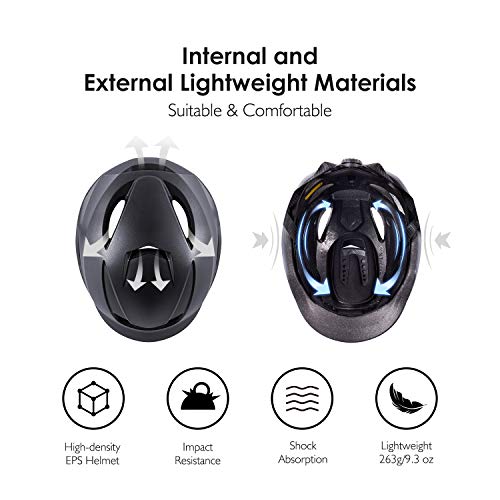 REEHUT Casco Bicicleta Casco Ciclismo con Visera y Forro Desmontable Tamaño Ajustable Especializado para Ciclismo de Montaña Motocicleta Biking Protección de Seguridad Adulto Unisex