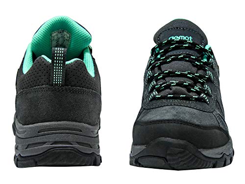 riemot Zapatillas Trekking para Mujer y Hombre, Zapatos de Senderismo Calzado de Montaña Escalada Aire Libre Impermeable Ligero Antideslizantes Zapatillas de Trail Running, Mujer Gris Verde 39 EU