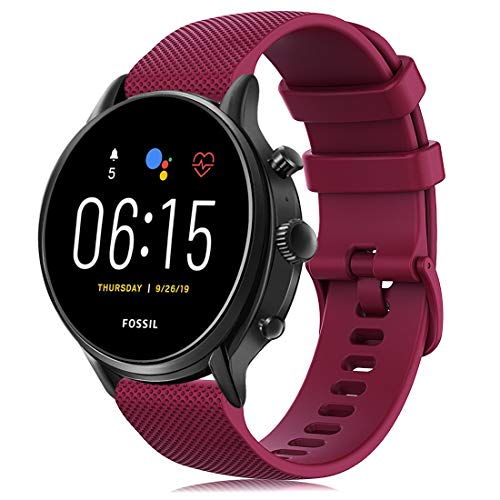 RIOROO Correa Compatible para Garmin Vivoactive 4,Correa Compatible para Fossil Smartwatch Gen 5 / 4 para Hombre Strap 22mm, Vino Sport Silicona Repuesto Pulsera, Accesorios (sin Reloj)