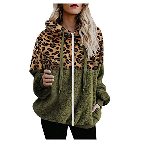 riou Mujeres Sudaderas con Capucha Manga Larga Suéter con Bolsillo Suelto Abrigo con Cremallera Blusa Cordón Tops Otoño Invierno Remata Suave y Confortable Pullover Cálido El nuevo