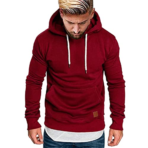 riou ¡Oferta Sudaderas con Capucha para Hombre Cosy Chaqueta Deportiva Sudadera con Cremallera Completa Ecosmart Hoodie Casual Jerséis Top Blouse ¡Caliente! (Red, L)