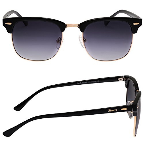 Rivacci Gafas de Sol de Moda Polarizadas - Marca Retro/Vintage – Lentes Deportivas – Dorado Negras/Graduadas Lavanda Polarizado