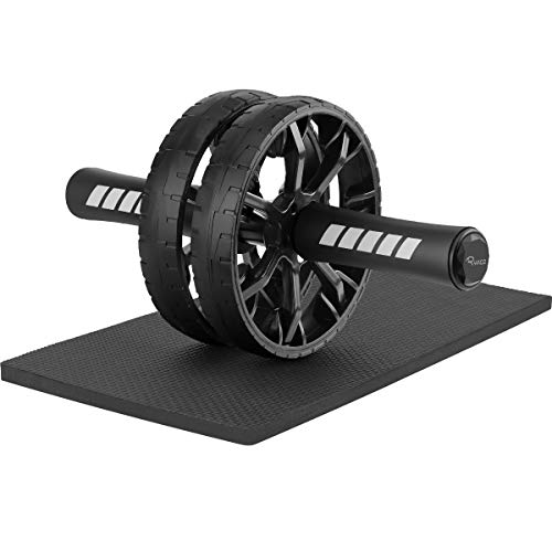 Ryaco Rodillos Abdominales de Doble Rueda con Rodilleras de EVA Extra Gruesa, Equipo de Entrenamiento de Fuerza Central para Gimnasio en casa, Ejercicio físico, Entrenamiento (Negro)