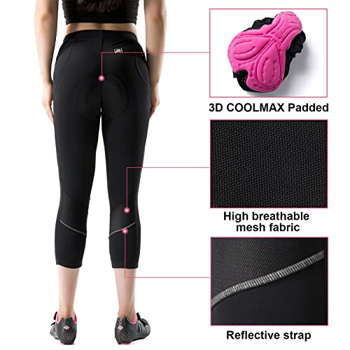 Santic Culote Bicicleta Mujer 3/4 Culotes Ciclismo Culote MTB Pantalon Ciclista Mujer con Badana Rosa EU L