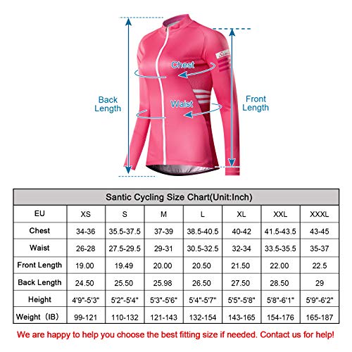 Santic Maillot Ciclismo Mujer Maillot Bicicleta Mujer con Mangas Largas Camiseta Ciclista Maillot MTB con Bolsillos Rosa EU M