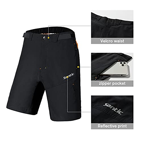 Santic Pantalones Cortos MTB Hombre Pantalones Cortos Ciclismo para Hombre Negro EU XXL