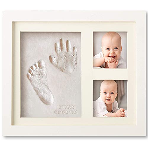 Set de Marco de Fotos y Huellas de Bebé en Arcilla – Recuerdo memorable – No tóxico – Ideal Regalos Para Bebes - Marco De Madera y Cristal Acrílico – Ideal Decoración o Regalo De Baby Shower