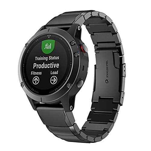 SGGFA Correa de reloj para Garmin Fenix 6 6X Pro 5 5X Plus 3HR acero inoxidable Fenix6 Fenix5 reloj de liberación rápida (color: negro, tamaño: 26 mm Fenix 6X Pro)