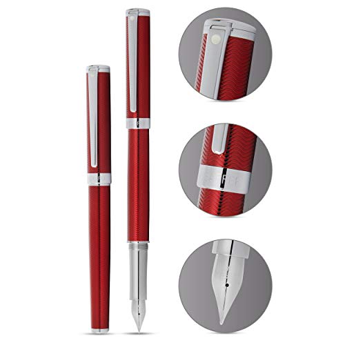 Sheaffer E0924553 Pluma Estilográfica Intensity Plumín Punto Medio Espigado con Detalles, Rojo Translúcido/Cromo