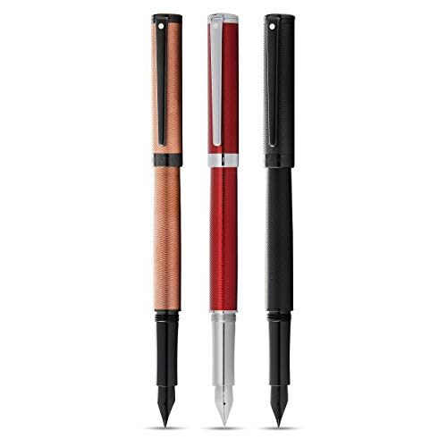 Sheaffer E0924553 Pluma Estilográfica Intensity Plumín Punto Medio Espigado con Detalles, Rojo Translúcido/Cromo