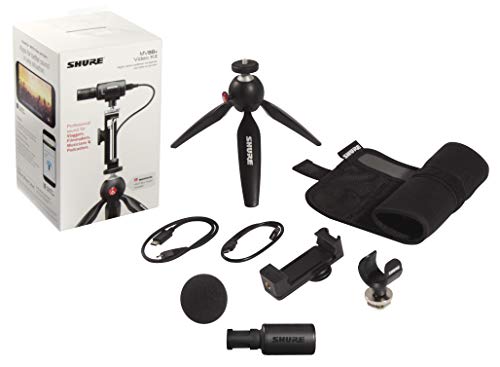 Shure Paquete de vídeo portátil con cascos SE215 y kit de vídeo MV88+ con micrófono estéreo condensador digital