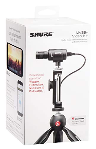 Shure Paquete de vídeo portátil con cascos SE215 y kit de vídeo MV88+ con micrófono estéreo condensador digital