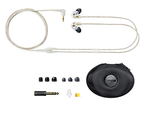 SHURE SE425-CL-EFS - Auriculares Profesionales con Cable sobre la Oreja, Aislamiento Sonoro con Dos Micro-Transductores de Alta Definición, Sonido Natural Preciso, Cable Transparente de 35 mm