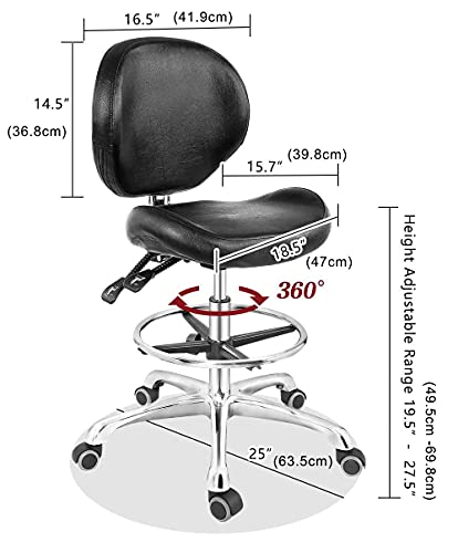 Silla de dibujo con ruedas, taburete ajustable en altura con respaldo y reposapiés para computadora, estudio, taller, aula, laboratorio, mostrador