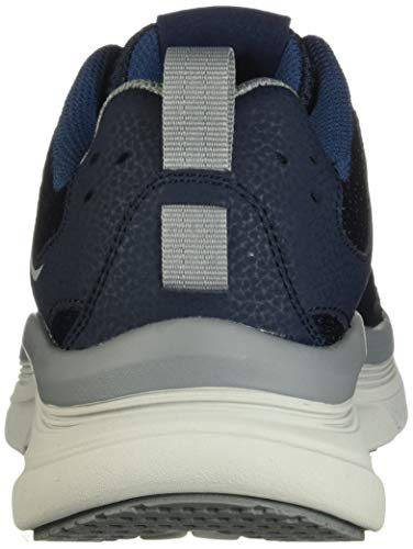 Skechers D'lux Walker, Zapatillas Hombre, Navy Leather Mesh Gray Trim, 46 EU