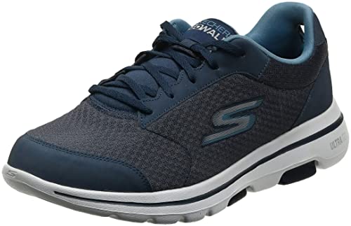 Skechers Go Walk 5 Qualify, Zapatillas Hombre, Azul (Navy Textile/Synthetic/Trim Nvy), 39.5 EU