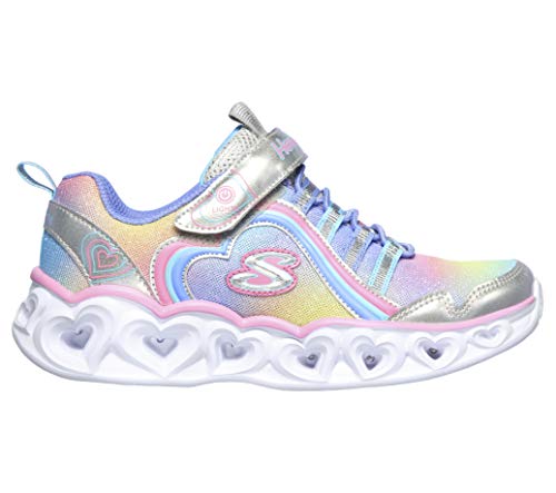 Skechers Heart Lights Rainbow Lux, Zapatillas Niñas, Plateado (Silver/Multi), 32 EU