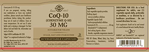 Solgar CoQ-10 (Coenzima Q-10) 30 mg Cápsulas vegetales - Envase de 30