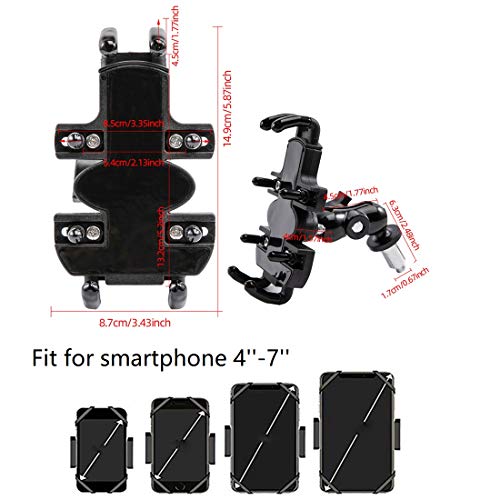 Soporte para teléfono Inteligente Ajustable para Montaje en teléfono de Motocicleta Apto para Horquilla de Motocicleta con Orificios Redondos de 13 mm a 20 mm