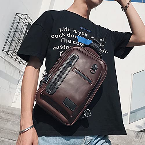 SPAHER Bolsos de Hombro de Pecho Cuero Genuino Crossbody Bolso de Hombro Bolsos de Mochila Messenger Bag Daypack para el Negocio Casual Sport Senderismo de Viaje