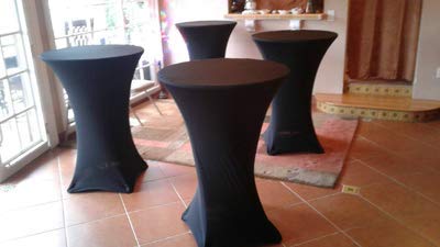 Spandex Lycra 24 "(60cm) Cubierta de Tabla Cocktail Dry Bar Stretch Round Fit para Evento de Boda de Fiesta (60cm Negro)