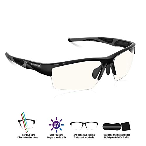 SPIRIT OF GAMER - Gafas Gaming PRO RETINA - Alta Protección para Pantallas - PC/Consolas/TV - Anti-Fatiga - Filtro de Luz Azul - Tratamiento Antirreflejo - Bloque UV - Estuche Incluido