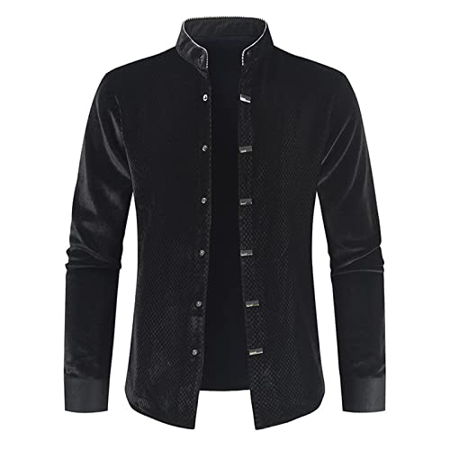 SSBZYES Camisa para Hombre De Manga Larga Camisa De Cuello Alto De Color Sólido para Hombre Camisa Casual De Manga Larga para Hombre Chaqueta Informal De Terciopelo Dorado Moda para Hombre Chaqueta