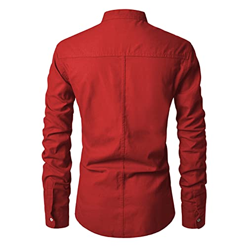 SSBZYES Camisas para Hombres Camisas De Manga Larga para Hombres Camisas De Color Liso Camisas para Hombres con Cuello Alto Estilo Palacio Camisas Delgadas De Manga Larga