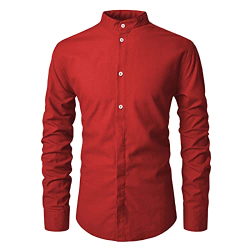 SSBZYES Camisas para Hombres Camisas De Manga Larga para Hombres Camisas De Color Liso Camisas para Hombres con Cuello Alto Estilo Palacio Camisas Delgadas De Manga Larga