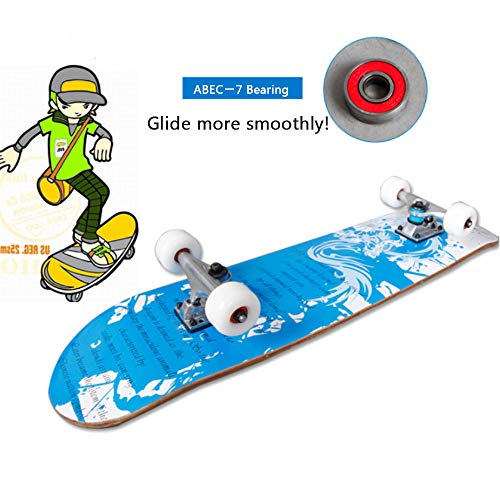 Sumeber - Tabla de skateboard para adultos, para principiantes, cumpleaños, monopatín, para adolescentes, niñas, niños y adultos, Negro