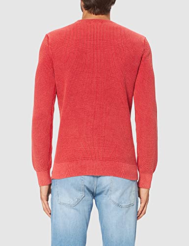 Superdry Academy DYED Textured Crew Sudadera, Washed Campus Red, L para Hombre