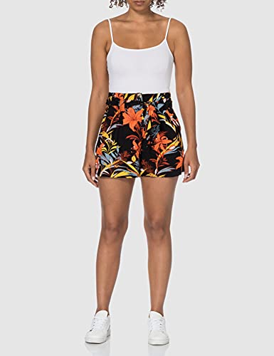 Superdry Printed Paperbag Short Pantalones Cortos, Black Lillies, S para Mujer