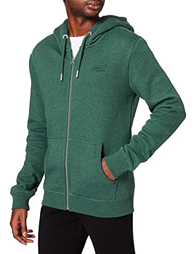 Superdry Vintage Logo Emb Ziphood BB Sudadera con Capucha, Heritage Pine Green, XL para Hombre