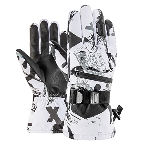 SWEAR Guantes Moto Graffiti Motoring Guantes Motocicletas Hombres/Mujeres Guantes de Invierno con Dedos de Pantalla Táctil Guantes de Invierno(Size:Metro,Color:Pintada)