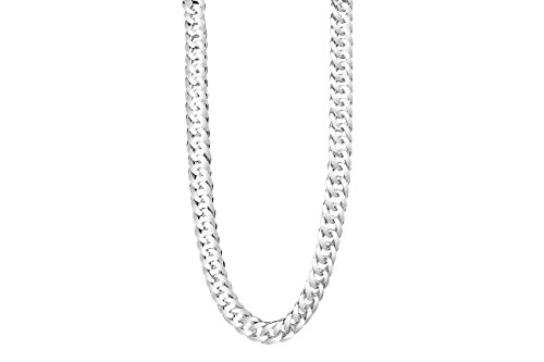 TAIPAN Cadena de plata esterlina brillante doble bordillo para hombre 60cm Plata