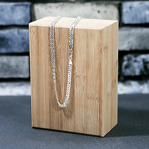 TAIPAN Cadena de plata esterlina brillante doble bordillo para hombre 60cm Plata