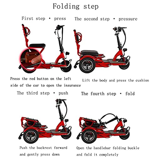 Takmeway Triciclo eléctrico Plegable Scooter Anciano scootle de sillas de Ruedas eléctrico,Negro,55km