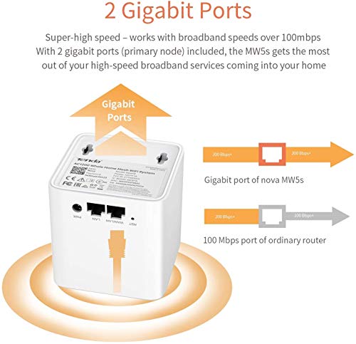 Tenda MW5 Nova - Sistema Mesh WiFi para Todo el Hogar (Paquete de 2, Cobertura de Doble Banda de hasta 300 m², MU-MIMO, Control Parental, Funciona con Alexa)