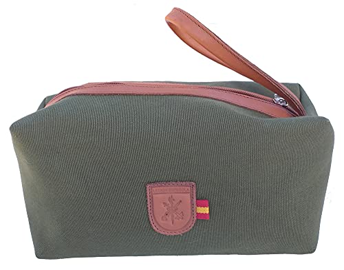 Tiendas LGP - Neceser con Detalle de Emblema de la Legión Española, Bolsa de Aseo, Cierre de Cremallera y asa Lateral de Piel