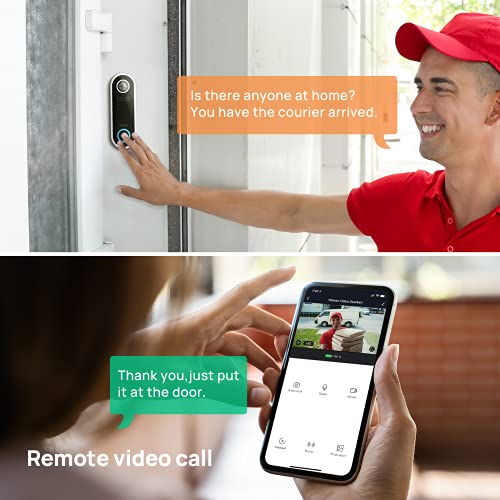 Timbre con Vídeo Inteligente, Timbre Con Cámara Inalámbrico Exterior Con 1080p, Detección De Movimiento, Visión Nocturna Compatible Con Alexa, Fácil Instalación, 2,4 Ghz