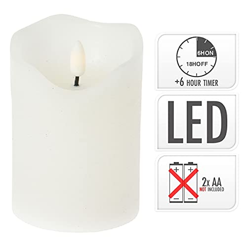 ToCi Juego de velas LED blancas con 4 velas de cera auténtica sin llama con mecha negra y temporizador, color blanco, diámetro 7,5 x 12,5 cm