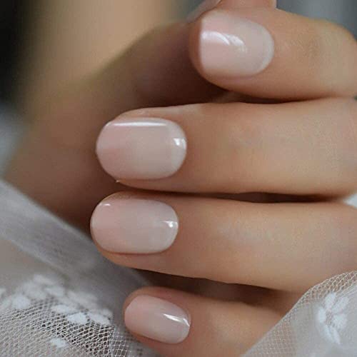 TOPNIU Juego de uñas Artificiales 2020 Verano Corto Natural Natural Nade French Sugerencias Foreas Falsas Uñas UV Gel Press en Ultra Easy Wear para el Desgaste de la Oficina en casa (Color : L5237)