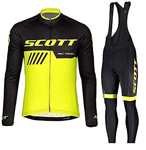 Traje Bicicleta Hombre Invierno, Conjunto Ropa Ciclismo Térmico de Manga Larga Incluye Maillot Ciclismo Polar Térmico