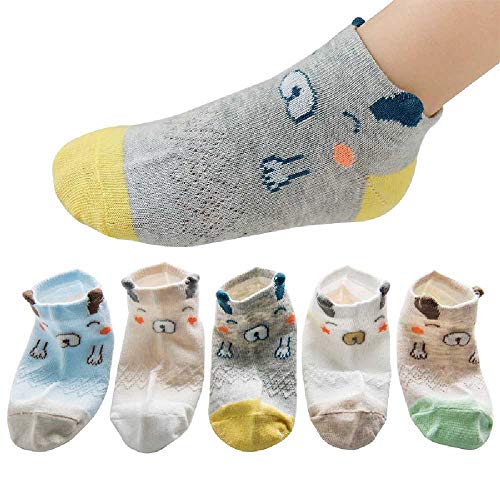 TUOLUO 5 Pares De Calcetines para Niños para Niños Niñas Primavera Verano Bebé Niño Niño Calcetines De Algodón Al por Mayor Estilo De Malla 1-12 Años 10-12T / Plata