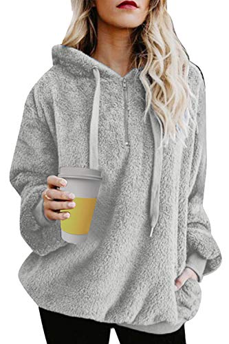 Tuopuda Mujer Sudadera con Capucha Suelta Tallas Grandes Invierno Manga Larga Pullover Deportivo Cremallera Chaqueta Hoodies Suéter Abrigo con Bolsillos 2019 El Nuevo