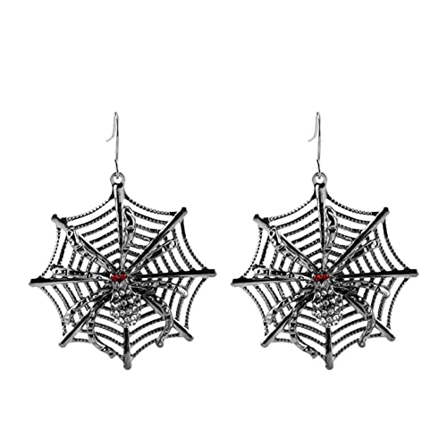TYXL Halloween Tela de araña negra Pendientes colgantes de tela de araña Serie de Halloween negro Pendientes de aleación de araña Pendientes de metal de dibujos animados Accesorios de vacaci